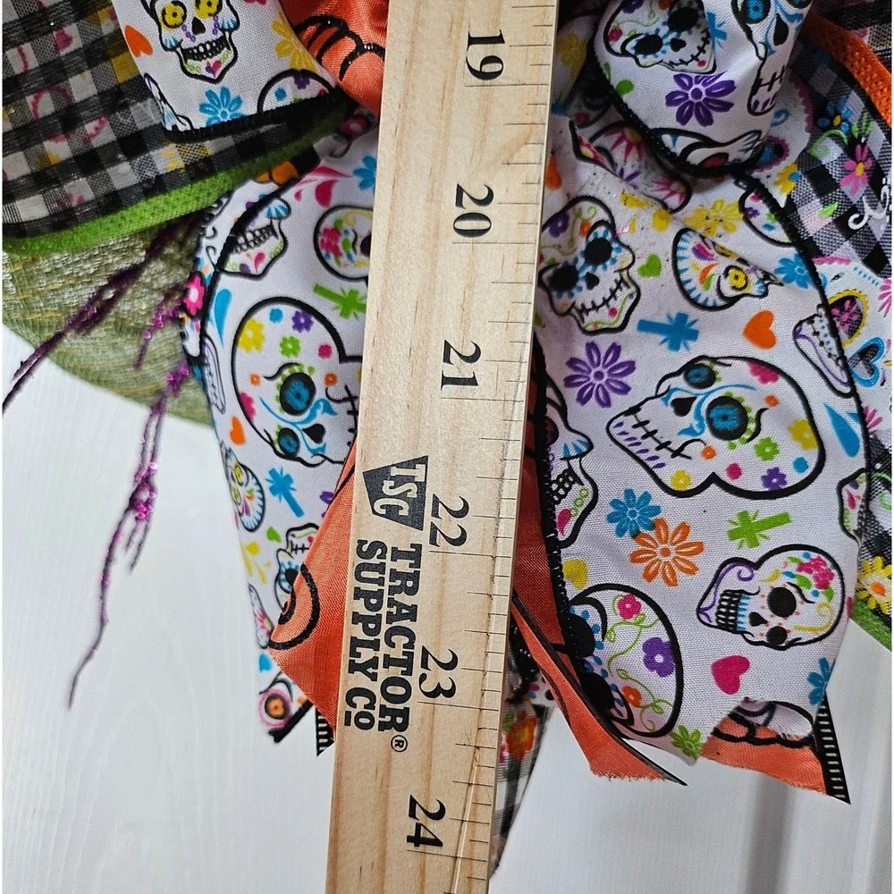 Handmade Day of the Dead Wreath Sugar Skull Halloween Decor 24